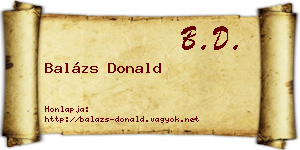 Balázs Donald névjegykártya