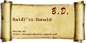 Balázs Donald névjegykártya